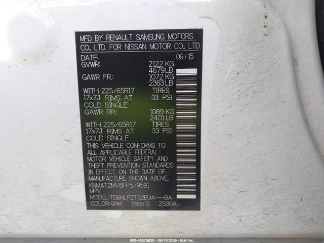 KNMAT2MV8FP579591 Nissan ROGUE S