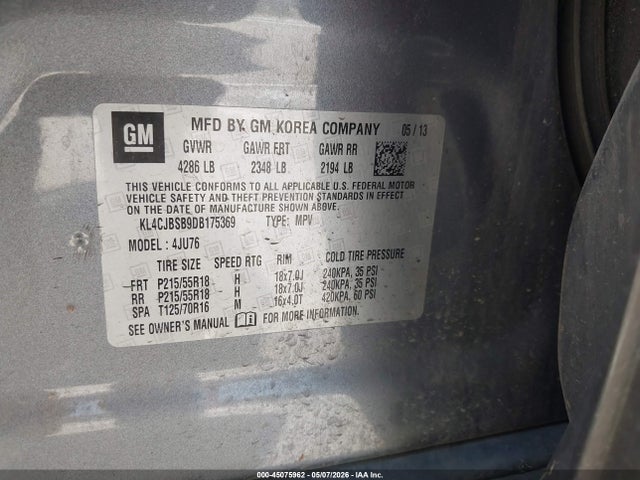 Продаж на аукціоні авто 2013 Buick Encore Convenience, vin: KL4CJBSB9DB175369, номер лоту: 45075962