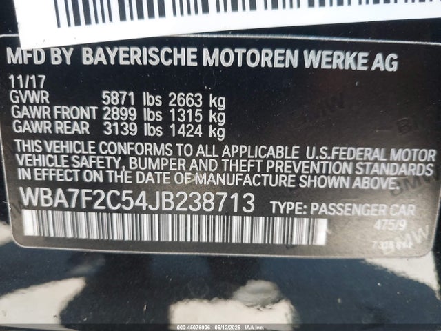Продажа на аукционе авто 2018 Bmw Alpina B7 Xdrive, vin: WBA7F2C54JB238713, номер лота: 45076006