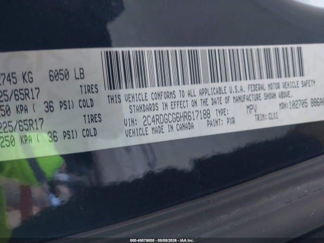 Dodge Grand Caravan Sxt 2017 2C4RDGCG6HR617188 Image 9