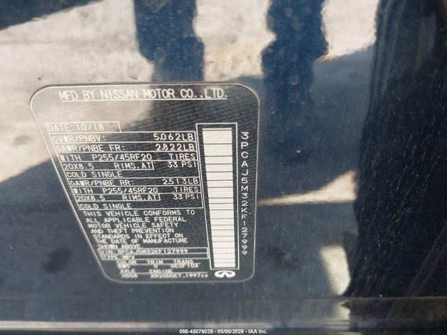 3PCAJ5M32KF127999 Infiniti Qx50 Essential