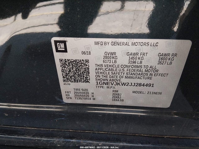 Aukcja sprzedaży 2018 Chevrolet Traverse Premier, vin: 1GNEVJKW2JJ284491, numer aukcji: 45076082