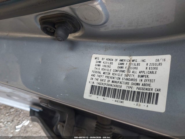 Aukcja sprzedaży 2017 Honda Accord Ex-l, vin: 1HGCR2F9XHA048908, numer aukcji: 45076112
