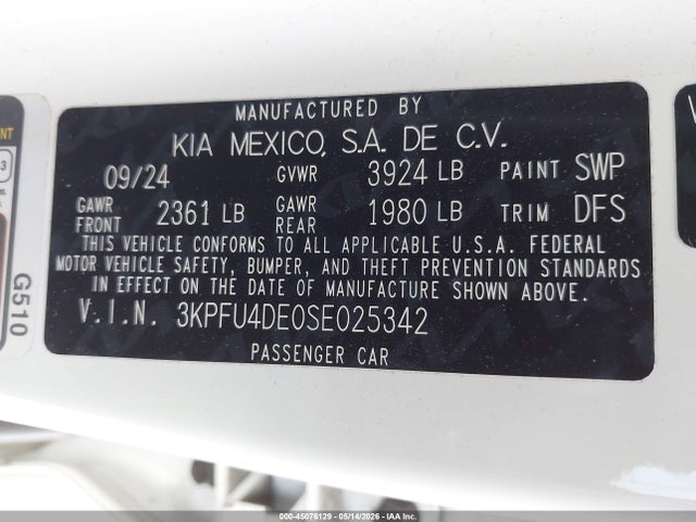 KIA K4 Ex 2025 3KPFU4DE0SE025342 Image 9