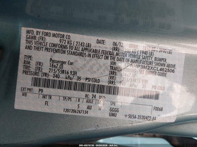 Продаж на аукціоні авто 2012 Ford Focus Sel, vin: 1FAHP3M2XCL462506, номер лоту: 45076136