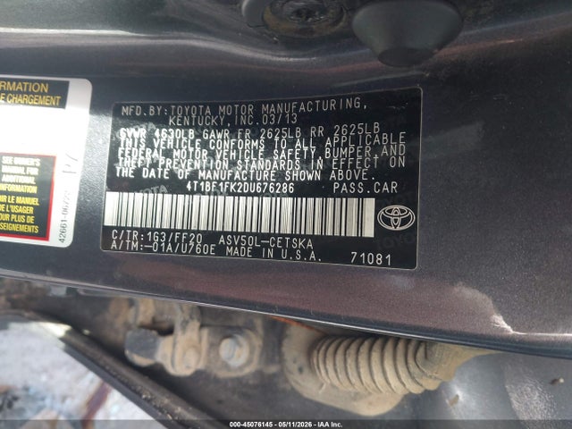 Продаж на аукціоні авто 2013 Toyota Camry Se, vin: 4T1BF1FK2DU676286, номер лоту: 45076145