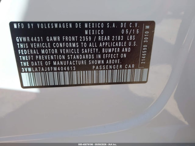 3VWLA7AJ6FM404613 Volkswagen Jetta 2.0l Tdi Se