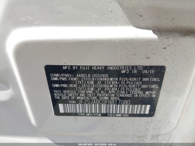 Subaru Forester 2.5i 2015 JF2SJABC0FH817080 Image 9