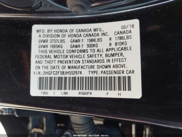 Honda Civic Lx 2018 2HGFC2F58JH552974 Image 9
