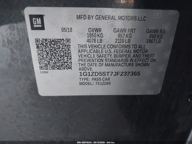 Chevrolet MALIBU LT 2018 1G1ZD5ST7JF237365 Image 9