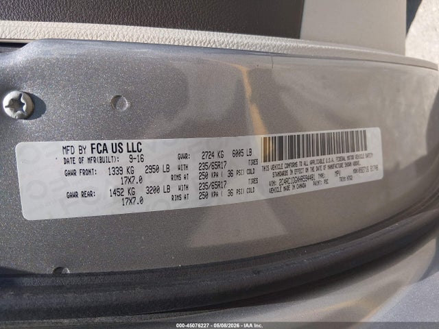 2017 Chrysler Pacifica Touring მანქანა იყიდება აუქციონზე, vin: 2C4RC1DGXHR594481, აუქციონის ნომერი: 45076227
