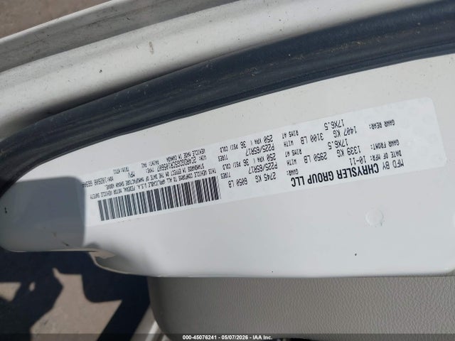 45076241 :رقم المزاد ، 2C4RDGDG5CR105607 vin ، 2012 Dodge Grand Caravan Crew مزاد بيع