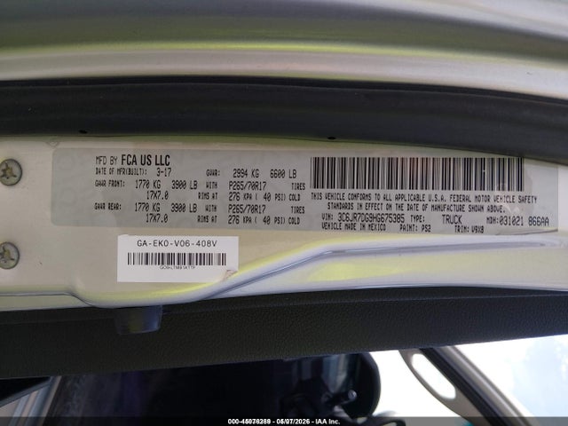Продаж на аукціоні авто 2017 Ram 1500 Tradesman  4x4 8' Box, vin: 3C6JR7DG9HG675385, номер лоту: 45076289