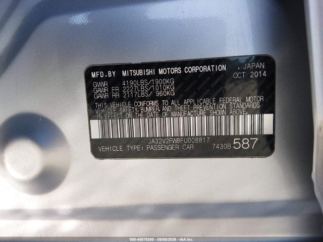 2015 Mitsubishi Lancer Se მანქანა იყიდება აუქციონზე, vin: JA32V2FW8FU008817, აუქციონის ნომერი: 45076300