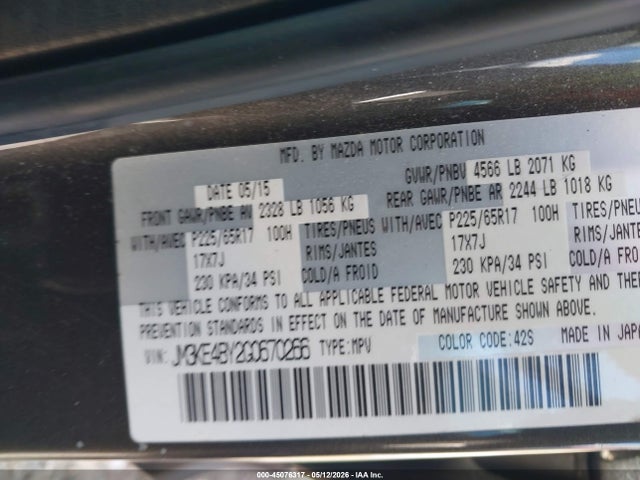 Aukcja sprzedaży 2016 Mazda Cx-5 Sport, vin: JM3KE4BY2G0670266, numer aukcji: 45076317