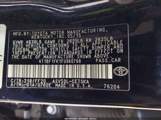 Toyota CAMRY SE 2015 4T1BF1FK1FU960768 Image 9