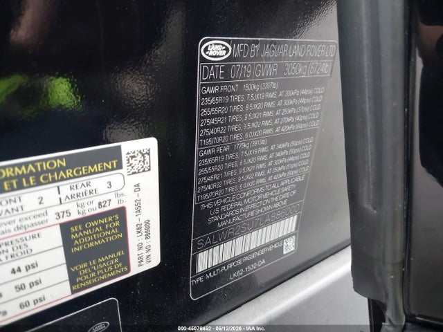 SALWR2SU7LA886000 Land Rover Range Rover Sport Hse Mhev