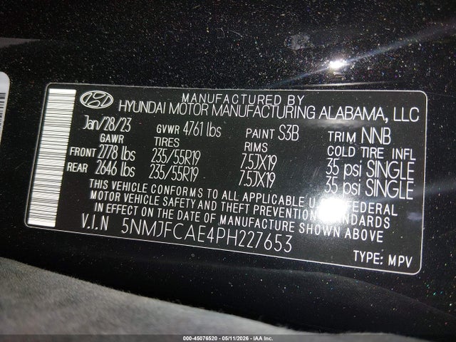 Продаж на аукціоні авто 2023 Hyundai Tucson Sel, vin: 5NMJFCAE4PH227653, номер лоту: 45076520