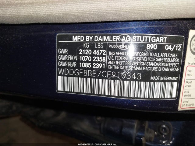 Продажа на аукционе авто 2012 Mercedes-benz C 300 Luxury 4matic, vin: WDDGF8BB7CF910343, номер лота: 45076527
