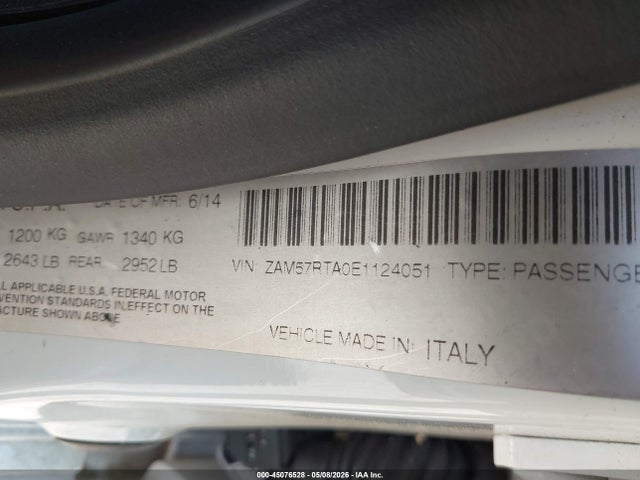 Продаж на аукціоні авто 2014 Maserati Ghibli S Q4, vin: ZAM57RTA0E1124051, номер лоту: 45076528