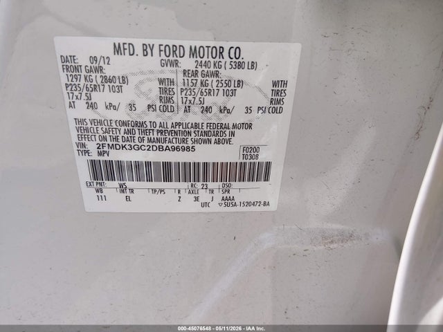 Aukcja sprzedaży 2013 Ford Edge Se, vin: 2FMDK3GC2DBA96985, numer aukcji: 45076548