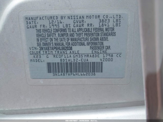 3N1AB7AP6HL662038 Nissan SENTRA SV