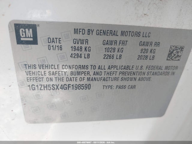 1G1ZH5SX4GF198590 Chevrolet Malibu Premier