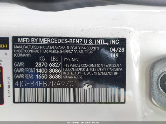 Продаж на аукціоні авто 2024 Mercedes-benz Gle 350 4matic, vin: 4JGFB4FB7RA970158, номер лоту: 45076751