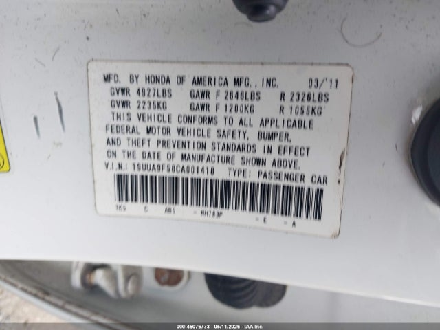 2012 Acura Tl 3.7 მანქანა იყიდება აუქციონზე, vin: 19UUA9F58CA001418, აუქციონის ნომერი: 45076773