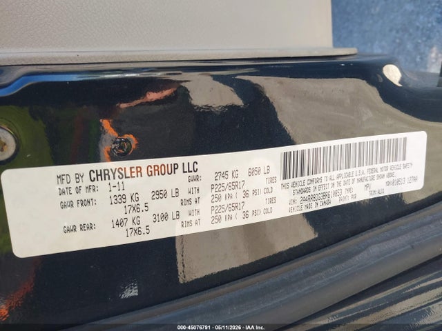 2011 Chrysler Town & Country Touring-l მანქანა იყიდება აუქციონზე, vin: 2A4RR8DG3BR610853, აუქციონის ნომერი: 45076791