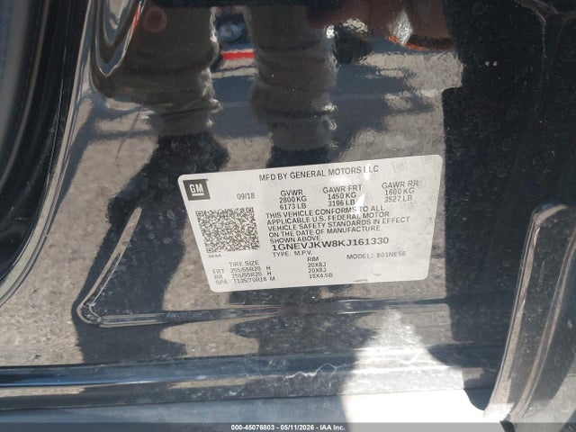 45076803 :رقم المزاد ، 1GNEVJKW8KJ161330 vin ، 2019 Chevrolet Traverse High Country مزاد بيع