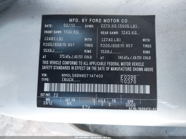 45076841 :رقم المزاد ، NM0LS6BN8DT147400 vin ، 2013 Ford Transit Connect Xlt مزاد بيع