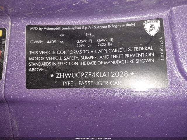 Lamborghini Huracan Lp580-2 2019 ZHWUC2ZF4KLA12028 Image 9