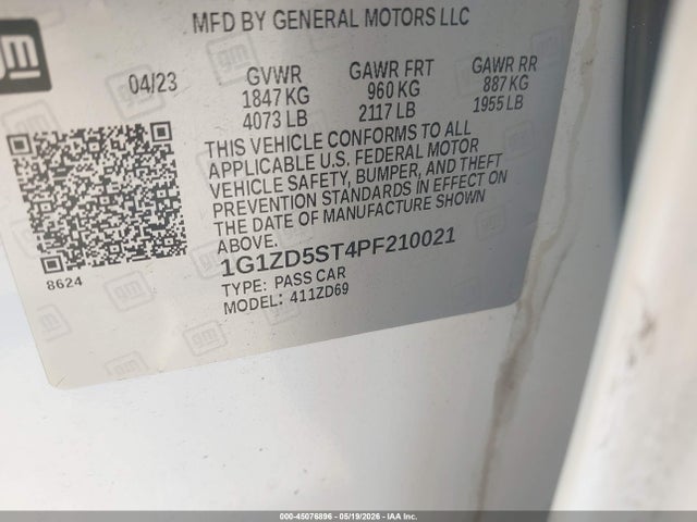 Продаж на аукціоні авто 2023 Chevrolet Malibu Fwd 1lt, vin: 1G1ZD5ST4PF210021, номер лоту: 45076896