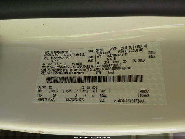 1FTEW1EB8LKE82021 Ford F-150 Xl