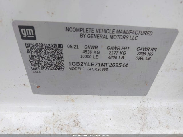 45076926 :رقم المزاد ، 1GB2YLE71MF269544 vin ، 2021 Chevrolet Silverado 2500hd 4wd  Long Bed Wt مزاد بيع