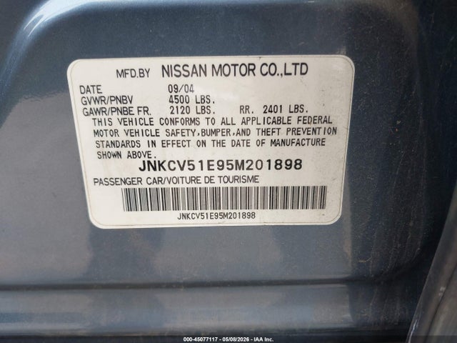 Aukcja sprzedaży 2005 Infiniti G35, vin: JNKCV51E95M201898, numer aukcji: 45077117