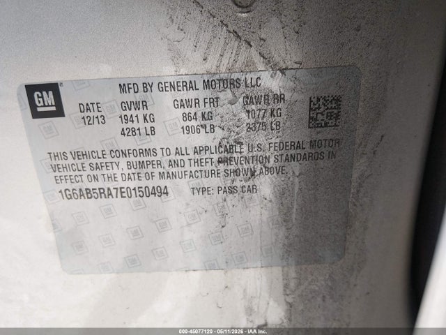 Продажа на аукционе авто 2014 Cadillac Ats Luxury, vin: 1G6AB5RA7E0150494, номер лота: 45077120