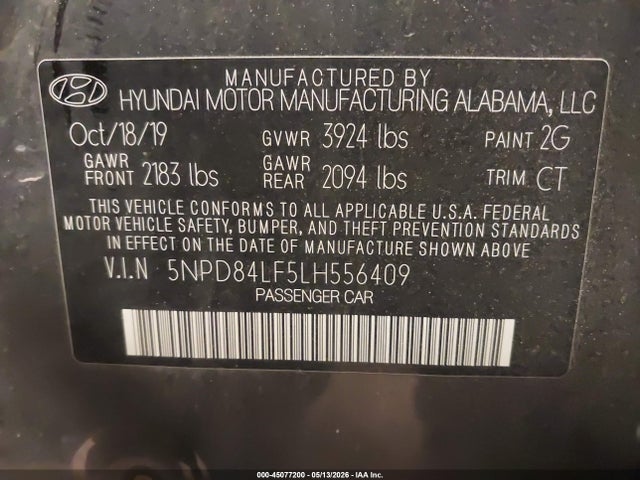 Продаж на аукціоні авто 2020 Hyundai Elantra Value Edition, vin: 5NPD84LF5LH556409, номер лоту: 45077200