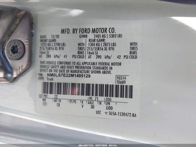 NM0LS7E22M1495129 Ford Transit Connect Xl