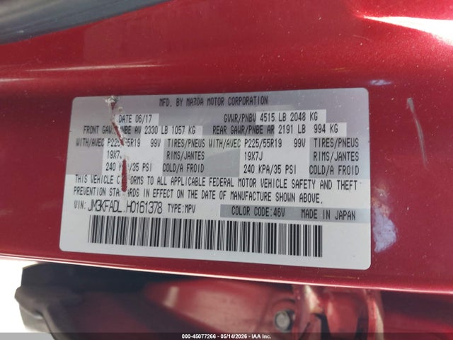 Aukcja sprzedaży 2017 Mazda Cx-5 Grand Touring, vin: JM3KFADL1H0161378, numer aukcji: 45077266