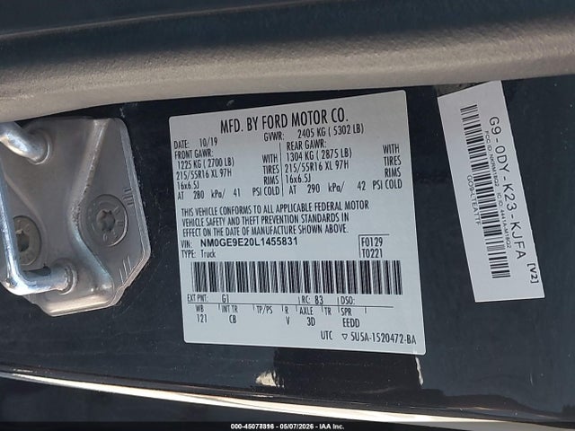 45077316 :رقم المزاد ، NM0GE9E20L1455831 vin ، 2020 Ford Transit Connect Xl Passenger مزاد بيع