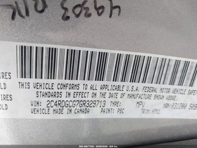 Aukcja sprzedaży 2016 Dodge Grand Caravan Sxt, vin: 2C4RDGCG7GR329713, numer aukcji: 45077355