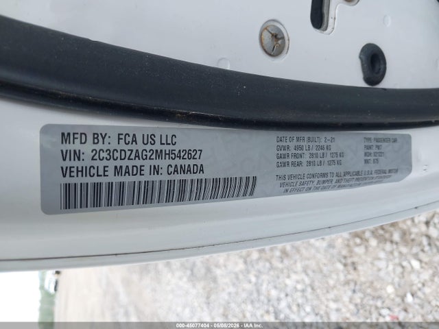 Продаж на аукціоні авто 2021 Dodge Challenger Sxt, vin: 2C3CDZAG2MH542627, номер лоту: 45077404