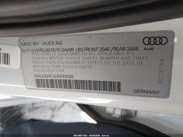 Продаж на аукціоні авто 2018 Audi A6 2.0t Premium/2.0t Sport, vin: WAUC8AFCXJN049026, номер лоту: 45077425