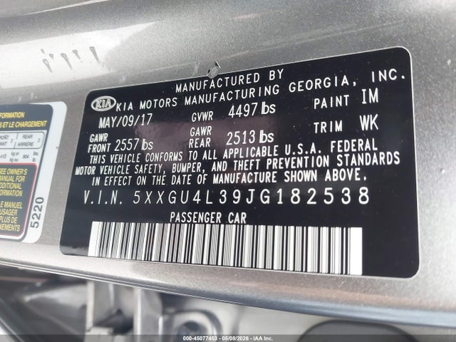 5XXGU4L39JG182538 KIA OPTIMA EX