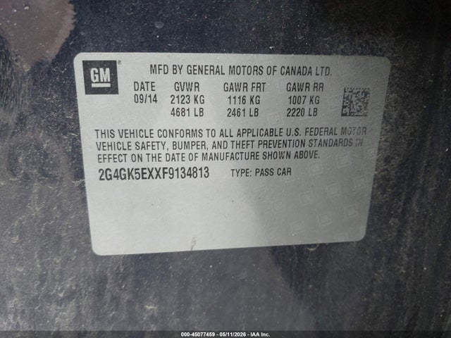 Aukcja sprzedaży 2015 Buick Regal Turbo, vin: 2G4GK5EXXF9134813, numer aukcji: 45077459
