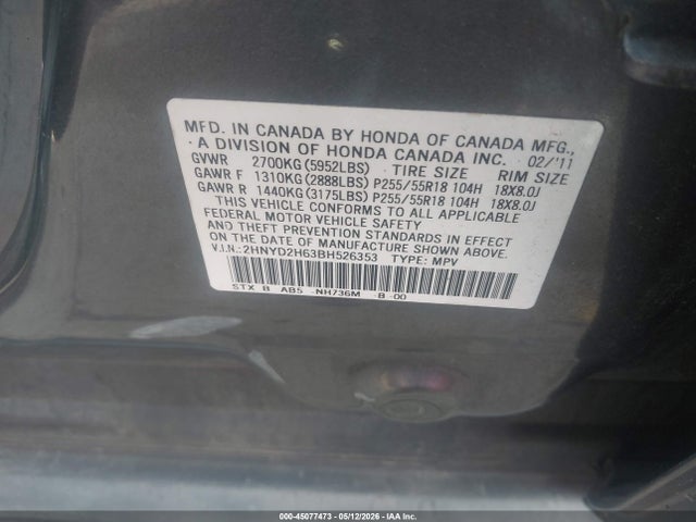 Продаж на аукціоні авто 2011 Acura Mdx Technology Package, vin: 2HNYD2H63BH526353, номер лоту: 45077473