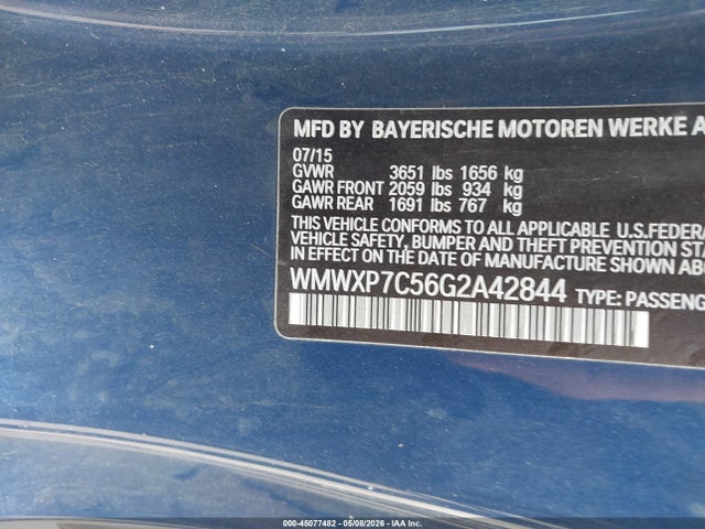 2016 Mini Hardtop Cooper S მანქანა იყიდება აუქციონზე, vin: WMWXP7C56G2A42844, აუქციონის ნომერი: 45077482