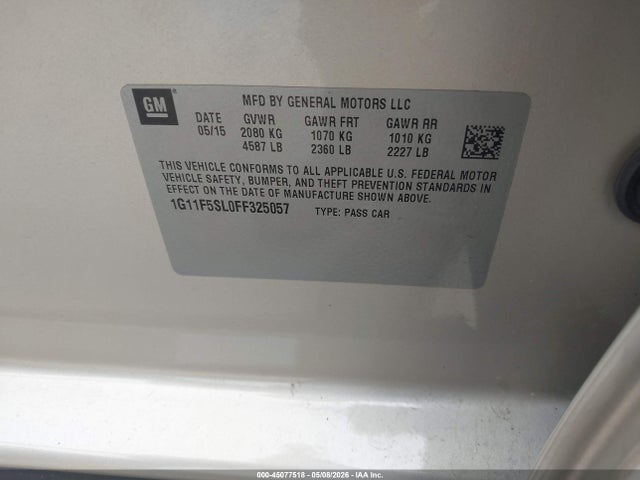 1G11F5SL0FF325057 Chevrolet Malibu 1lz
